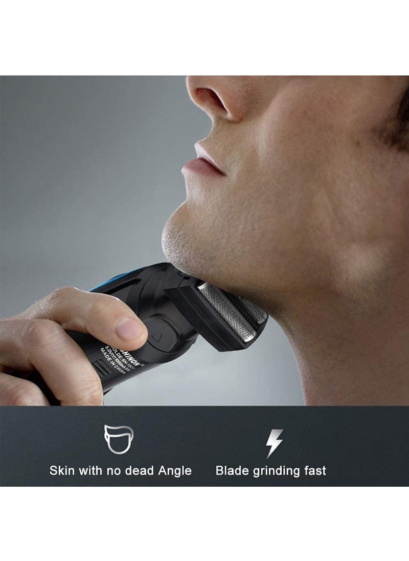 BIAOYA 5 in 1 Rechargeable USB Multi-function Shaver Trimmer Men's Beauty 5 Floating Nose Hair Trimmers Men's Facial Shaver Green Set Blue  - Image 2