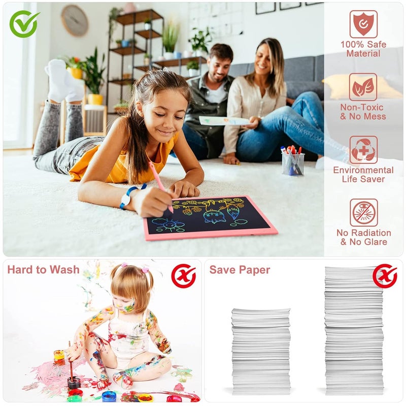proffisy Plastic Colourful Screen LCD Writing Tablet 16 Inch USB Rechargeable Electronic E-Note Scribble Board for Kids and Adults at Home (Pink) - Image 3