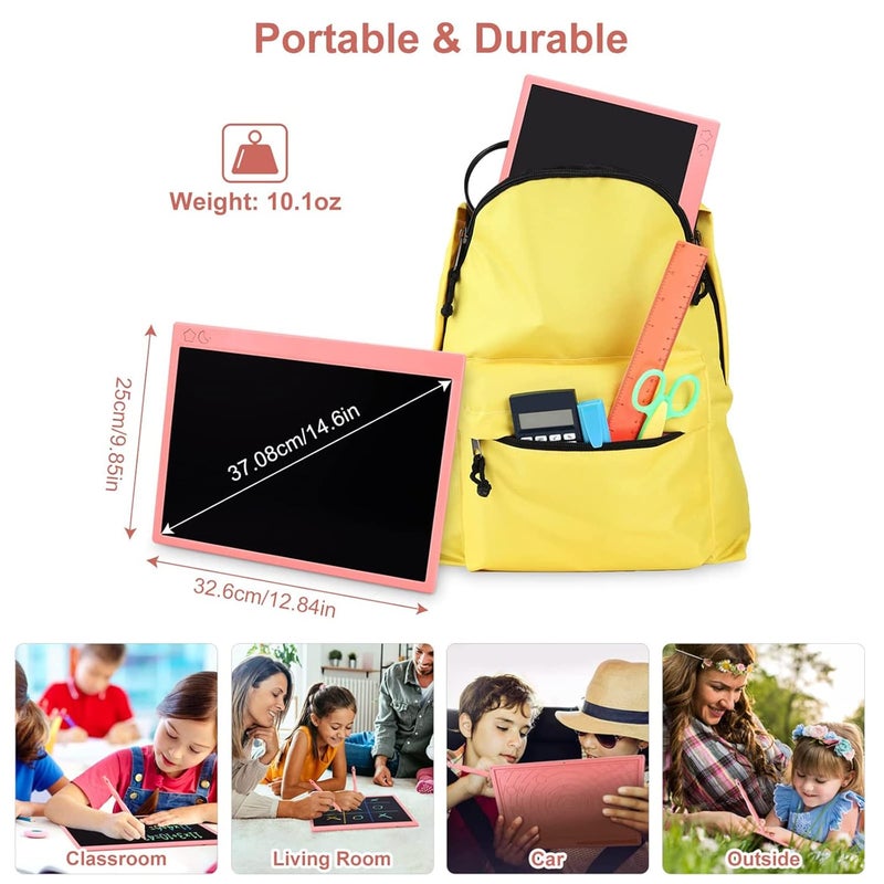 proffisy Plastic Colourful Screen LCD Writing Tablet 16 Inch USB Rechargeable Electronic E-Note Scribble Board for Kids and Adults at Home (Pink) - Image 4