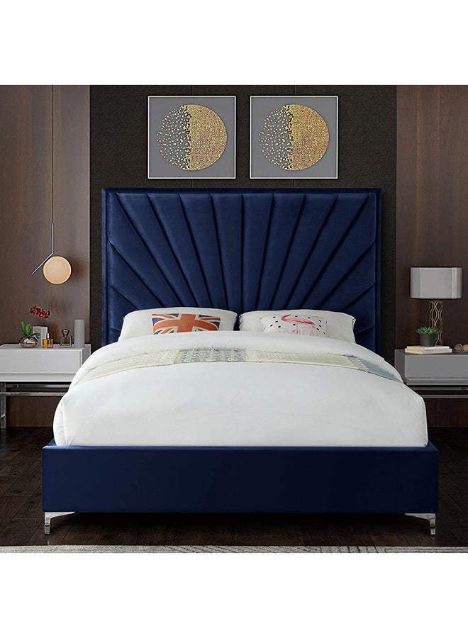 A to Z Furniture Sunshine Tufted Upholstered Bed 200x200cm Super King Bed in Blue Color 