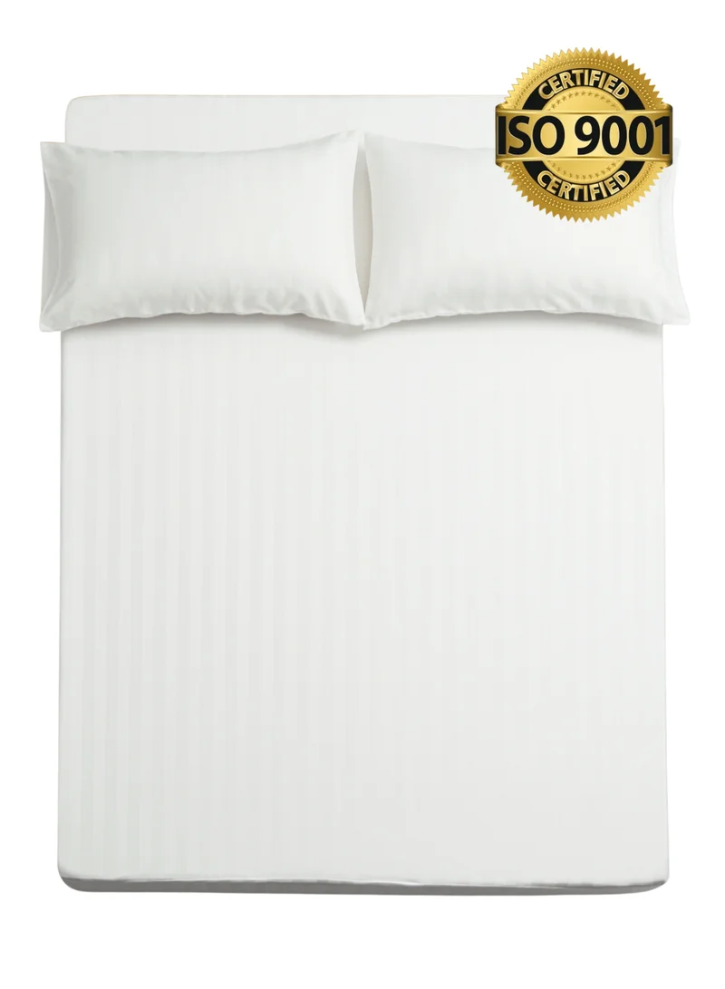 سيد المنسوجات المنزلية طقم شرشف مفرد ونص من الميكروفايبر، الحجم كوين 3 قطع، بتصميم خطوط فندقية