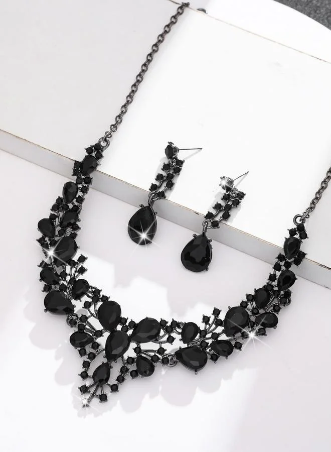 Take Two  2-Piece Embellished Rhinestone Necklace and Earrings Jewelry Set for Women | Best Price UAE