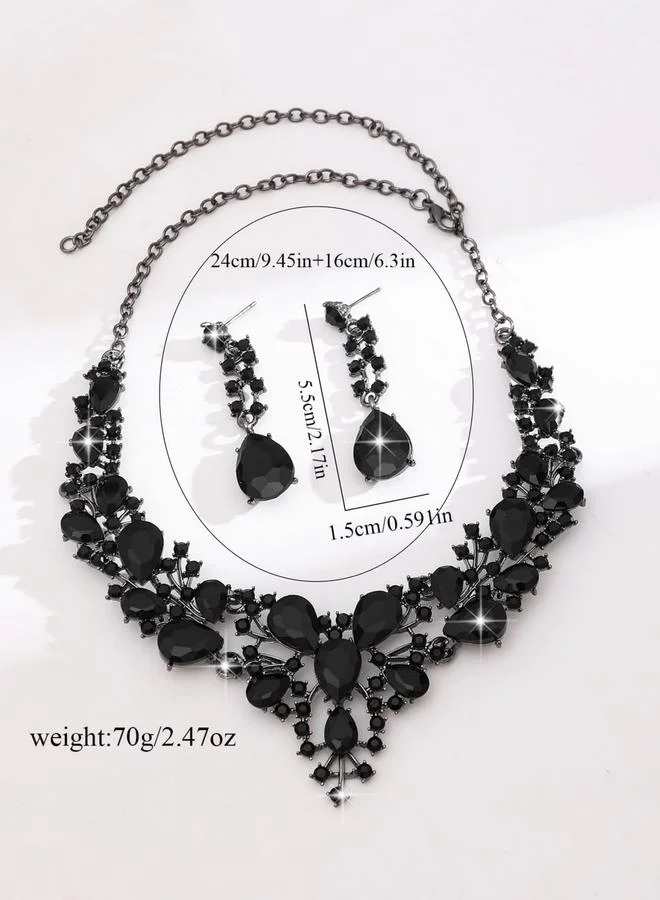Take Two  2-Piece Embellished Rhinestone Necklace and Earrings Jewelry Set for Women | Best Price UAE