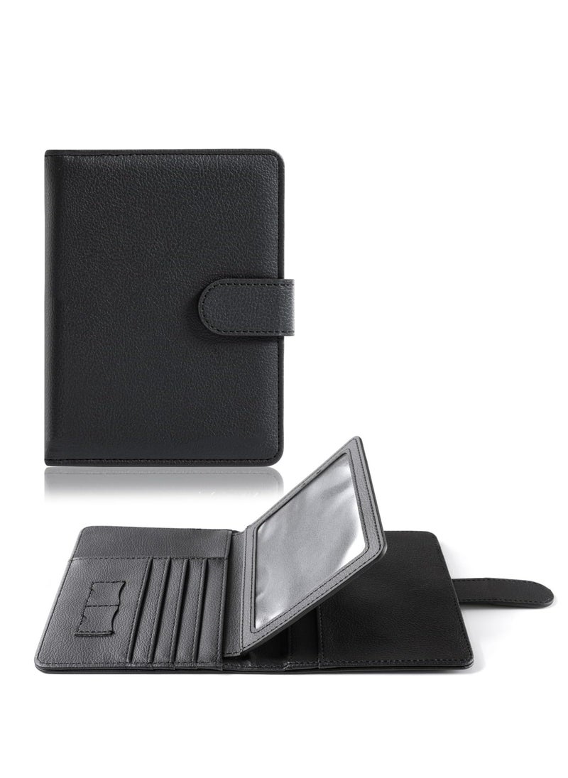 SYOSI Passport Holder, with Card Slots, Travel Passport Wallet Credit Card Case, RFID Blocking Passport Covers Holder, Travel Accessories for Women and Men, Family and Business, Black, 1 Pcs  - Image 1