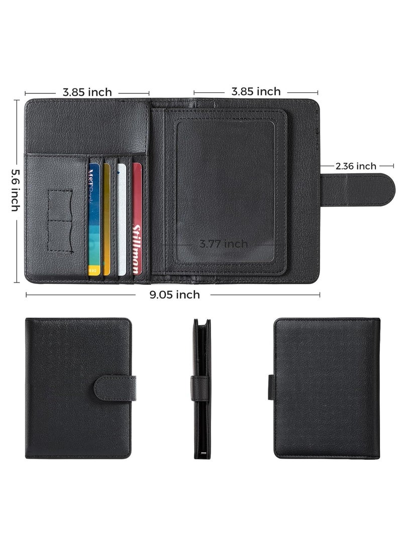 SYOSI Passport Holder, with Card Slots, Travel Passport Wallet Credit Card Case, RFID Blocking Passport Covers Holder, Travel Accessories for Women and Men, Family and Business, Black, 1 Pcs  - Image 4