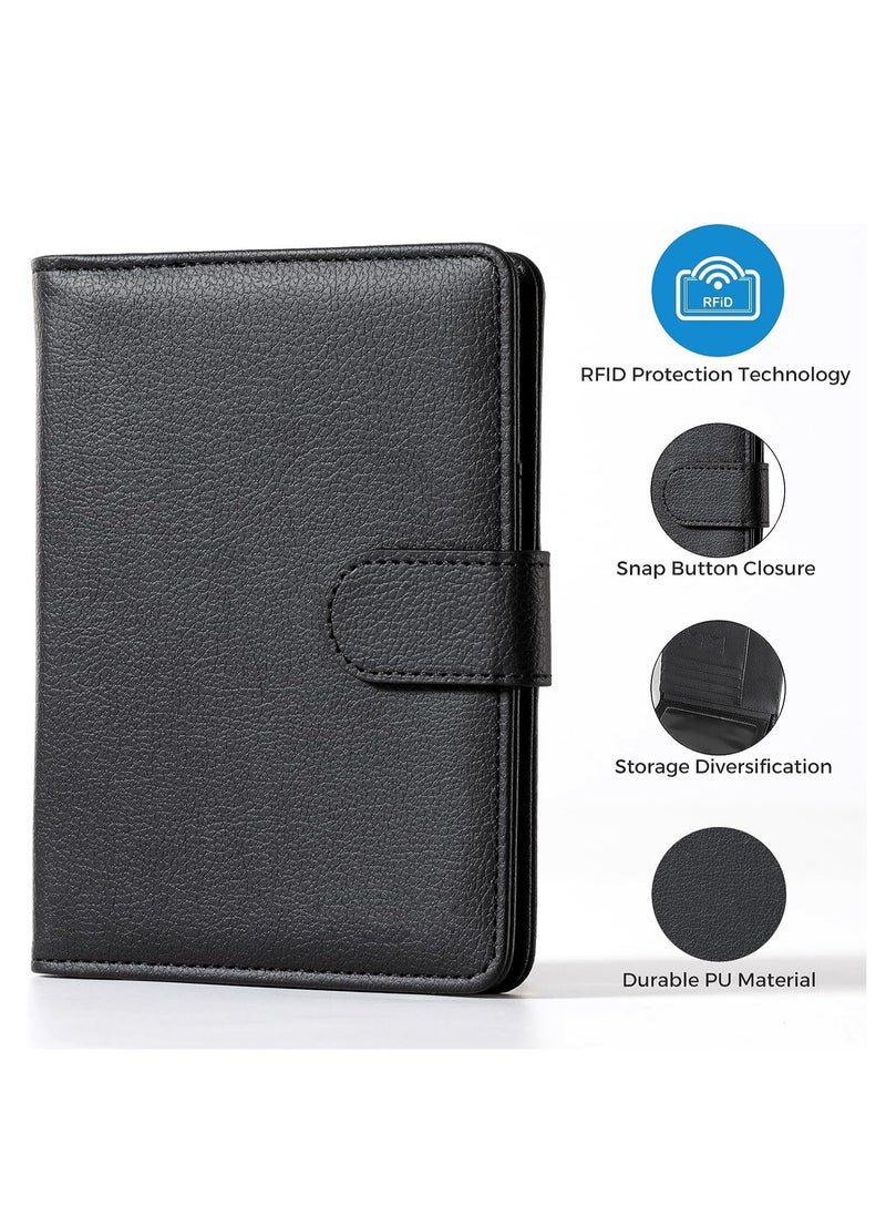 SYOSI Passport Holder, with Card Slots, Travel Passport Wallet Credit Card Case, RFID Blocking Passport Covers Holder, Travel Accessories for Women and Men, Family and Business, Black, 1 Pcs  - Image 3