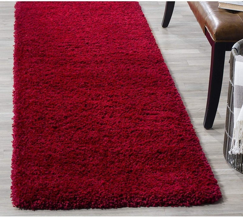 imsid Home red 2x3 feet Small Furnishing Modern Polyester Anti Slip Shaggy Fluffy Fur Rug and Carpet for Living Room Bedroom - Image 1