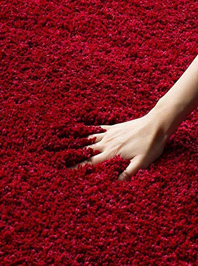 imsid Home red 2x3 feet Small Furnishing Modern Polyester Anti Slip Shaggy Fluffy Fur Rug and Carpet for Living Room Bedroom - Image 3