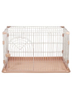 Indoor cat cage with Base widening buckle and door with push-pull switch, Thickened metal wire, Arched door design, Suitable for multiple cats, Easy to assemble and foldable cage (Pink)
