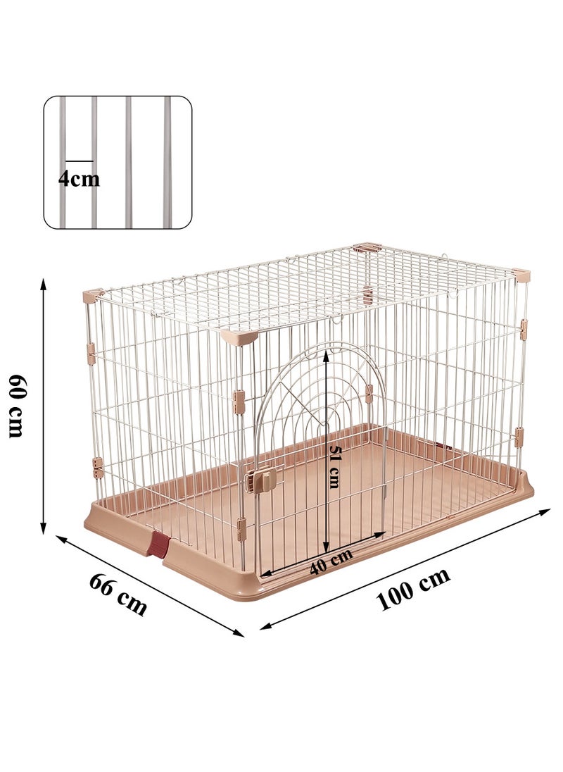 MAJIBAO Indoor cat cage with Base widening buckle and door with push-pull switch, Thickened metal wire, Arched door design, Suitable for multiple cats, Easy to assemble and foldable cage (Pink)  - Image 2