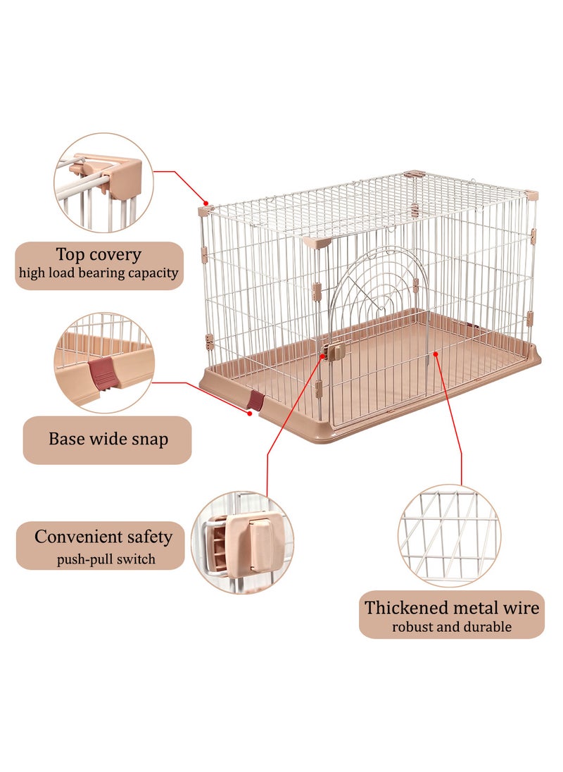 MAJIBAO Indoor cat cage with Base widening buckle and door with push-pull switch, Thickened metal wire, Arched door design, Suitable for multiple cats, Easy to assemble and foldable cage (Pink)  - Image 3