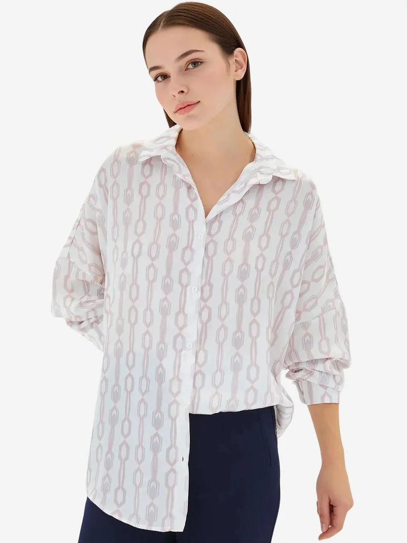 BIG DART BDART Oversized Satin Shirt with Button Closure