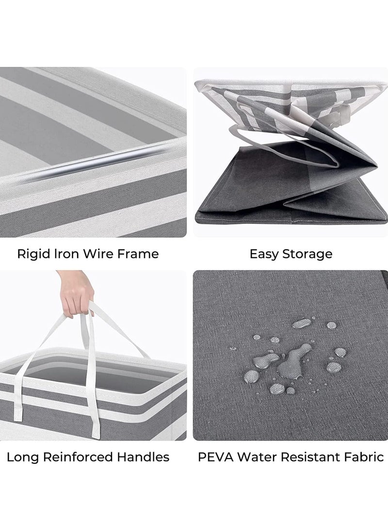 Large Laundry Basket, 2 Pack Collapsible Laundry Bag with Extended Handles, Waterproof Laundry Hamper, Freestanding Laundry Hamper, for Clothes Toys in the Dorm and Family(Gradient Grey, 75L) - Image 3