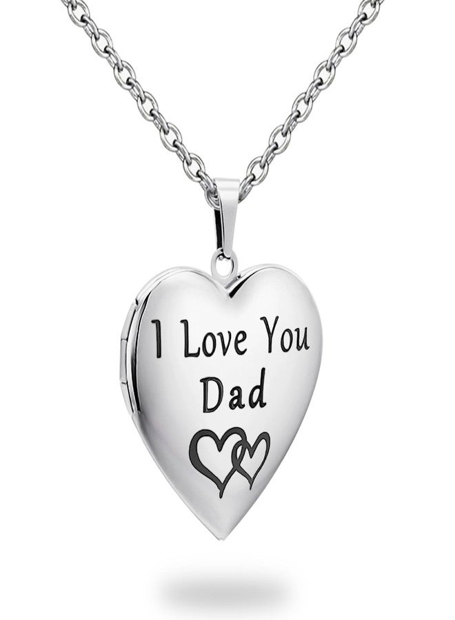 PHOCKSIN I Love You Dad Text Engraved Photo Lockets That Holds Pictures Gifts For Daddy On Fathers Day From Daughter Son - Image 1