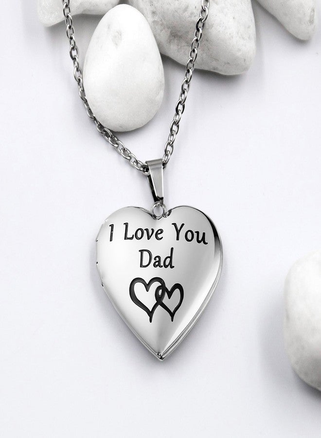 PHOCKSIN I Love You Dad Text Engraved Photo Lockets That Holds Pictures Gifts For Daddy On Fathers Day From Daughter Son - Image 2