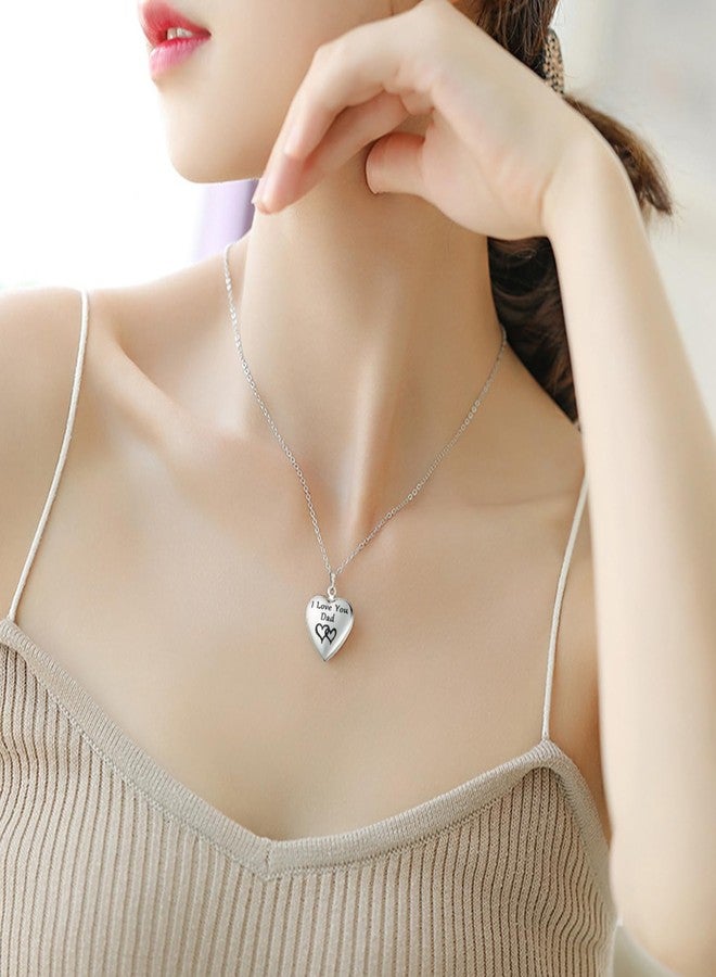 PHOCKSIN I Love You Dad Text Engraved Photo Lockets That Holds Pictures Gifts For Daddy On Fathers Day From Daughter Son - Image 3