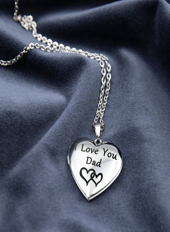 PHOCKSIN I Love You Dad Text Engraved Photo Lockets That Holds Pictures Gifts For Daddy On Fathers Day From Daughter Son - Image 4