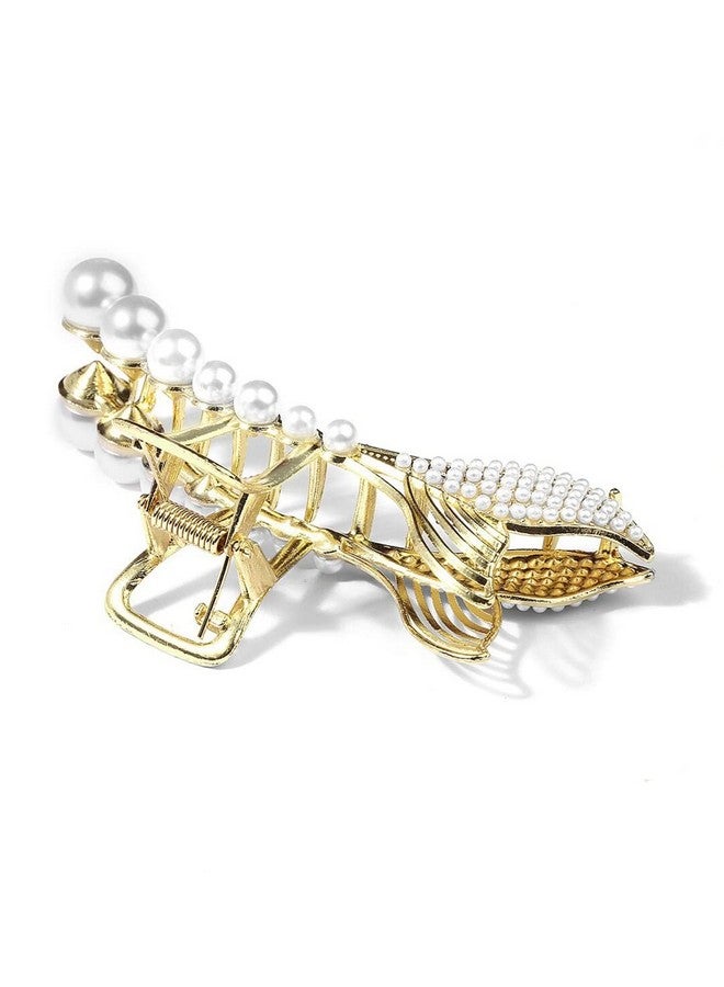 Fabula by OOMPH Jewellery White Pearls Mermaid Fish Fin Hair Clip Hair Claw for Women & Girls Stylish Latest - Image 3