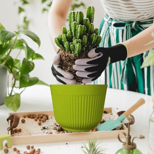 IMAGINEA 12 Inch Plastic Flower Pots | Pack of 6 | Planter for Plants Big Size Large Round Gamla for Indoor and Outdoor Planter Pots for Home/Office/Table/Garden/Balcony (Green) - Image 4