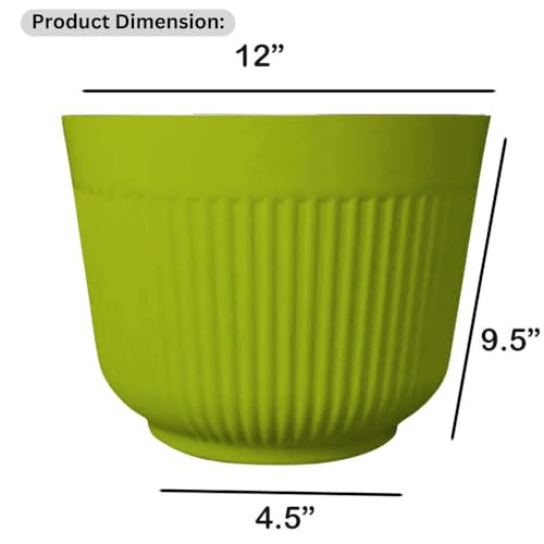 IMAGINEA 12 Inch Plastic Flower Pots | Pack of 6 | Planter for Plants Big Size Large Round Gamla for Indoor and Outdoor Planter Pots for Home/Office/Table/Garden/Balcony (Green) - Image 2