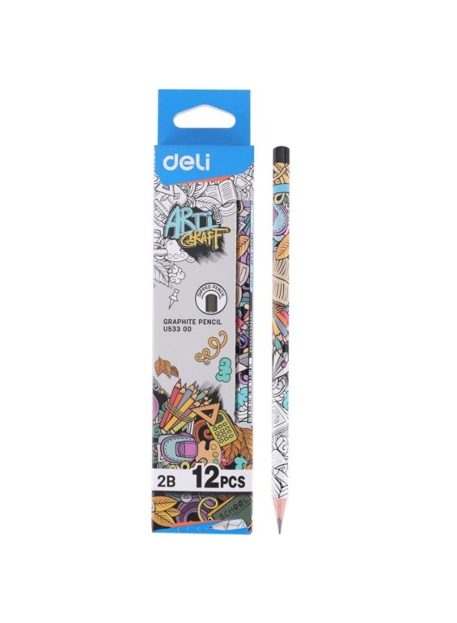 Deli u53300 graphite pencil 2b pack of 12 pieces - Image 1