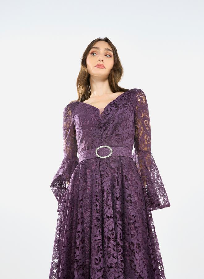 House of Moda Women Lace Flare Sleeve Midi Dress - Image 3