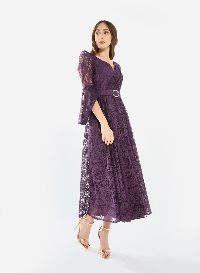 House of Moda Women Lace Flare Sleeve Midi Dress - Image 2