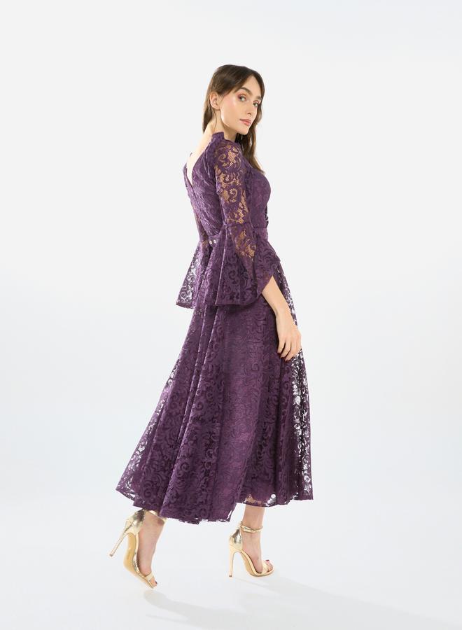 House of Moda Women Lace Flare Sleeve Midi Dress - Image 5