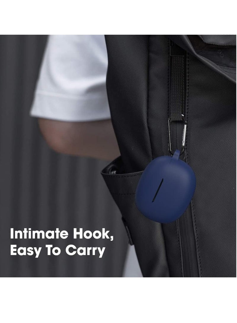 Silicone Case Compatible with Anker Soundcore Liberty 4 NC Earbuds, Soft Silicone Protective Case Cover, Shockproof Sleeve with Carabiner (Blue) - Image 2