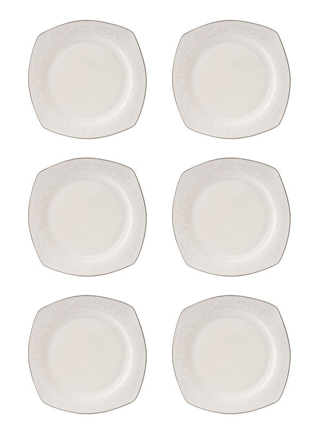 Celia 6-Piece Porcelain Square Plates Set White 10 inch - Image 1