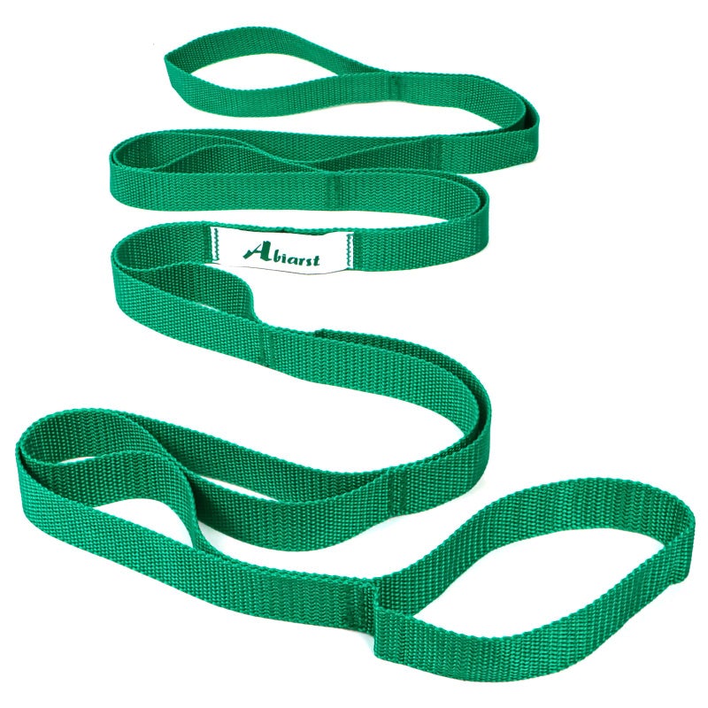 Abiarst Stretching Strap Yoga Strap for Physical Therapy, 10 Loops Yoga Straps for Stretching, Non-Elastic Stretch Strap for Pilates, Flexibility, Exercise, Stretch Band for Women & Men (Green) - Image 1
