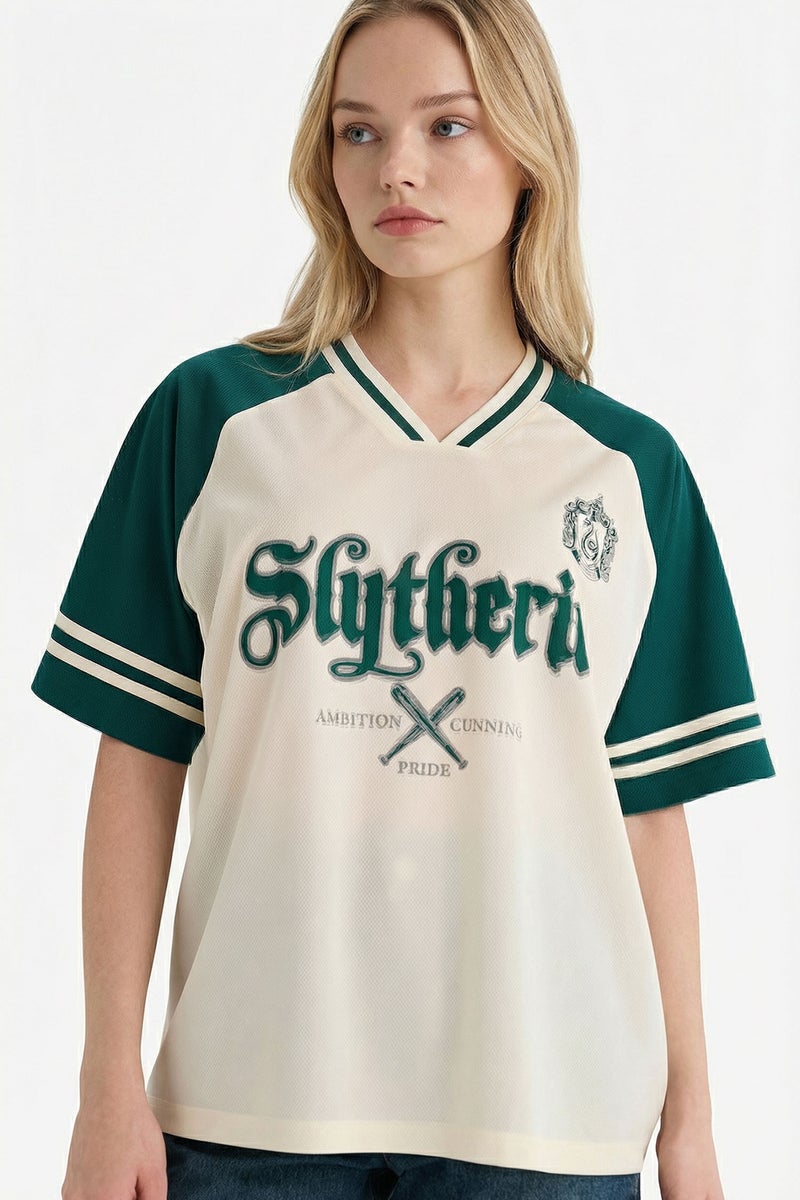DeFacto White Woman Harry Potter Polo Collar Printed Oversize T-Shirt Casual - Image 3