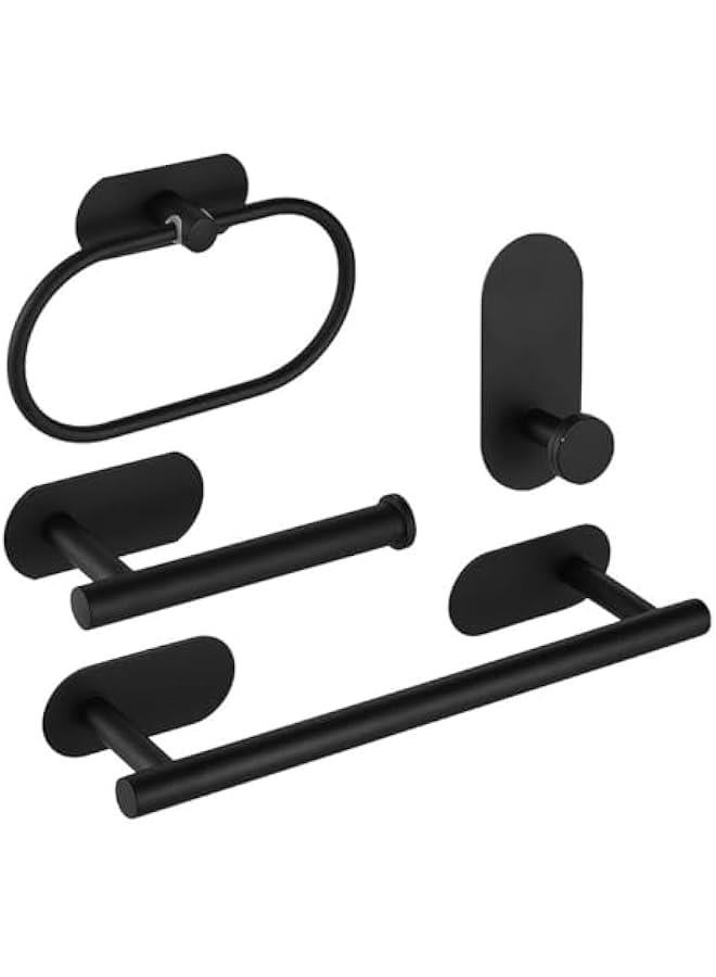 هوكور مجموعة ادوات حامل المناشف من 4 قطع، مجموعة ادوات الحمام من الستانلس ستيل، تتضمن قضيب منشفة اليد 16 انش، حلقة منشفة اليد، حامل ورق المرحاض، خطاف منشفة الرداء، مجموعة اكسسوارات الحمام - Image 1