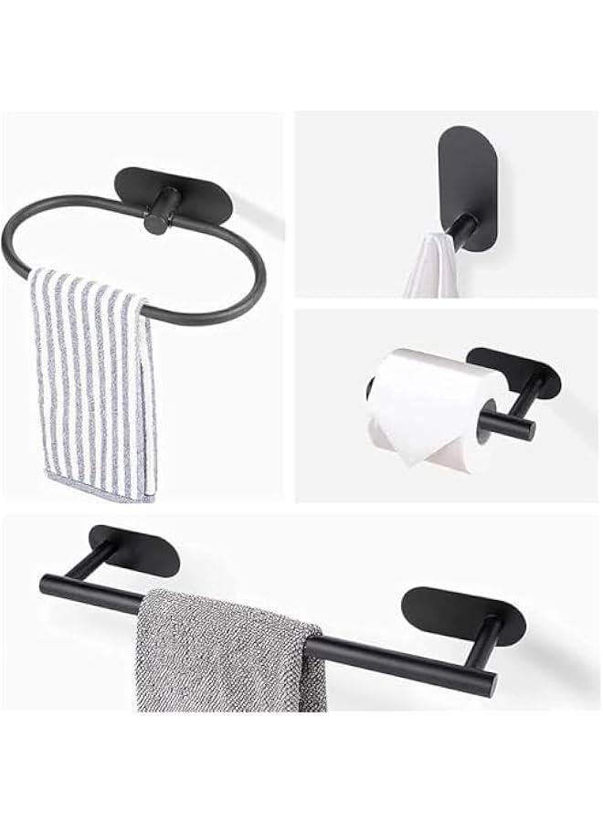 هوكور مجموعة ادوات حامل المناشف من 4 قطع، مجموعة ادوات الحمام من الستانلس ستيل، تتضمن قضيب منشفة اليد 16 انش، حلقة منشفة اليد، حامل ورق المرحاض، خطاف منشفة الرداء، مجموعة اكسسوارات الحمام - Image 2