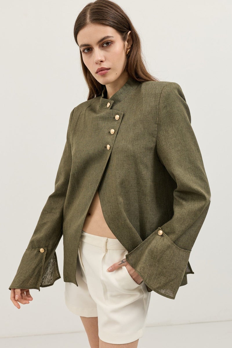 ANTIOCH Women's Blazer Jacket with Linen Blend - Image 1