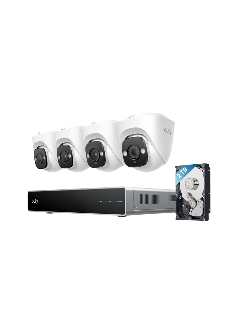 eufy Security PoE NVR CCTV Camera Systems E41, Wired Outdoor Cam, 4K UHD Turret Cams, 122° FOV, Colour Night Vision, 24/7 Recording, AI Detection, Red & Blue Lights, 8 Channel NVR, 2TB HDD, IP67 - Image 1