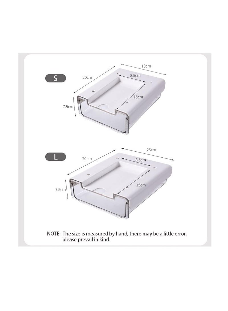 Self-adhesive Drawer Storage Organizer, 2Pcs Hidden Under Desk Drawer Organiser, Invisible Drawer Storage Box for School Students Office Stationery Supply (S+L) - Image 2