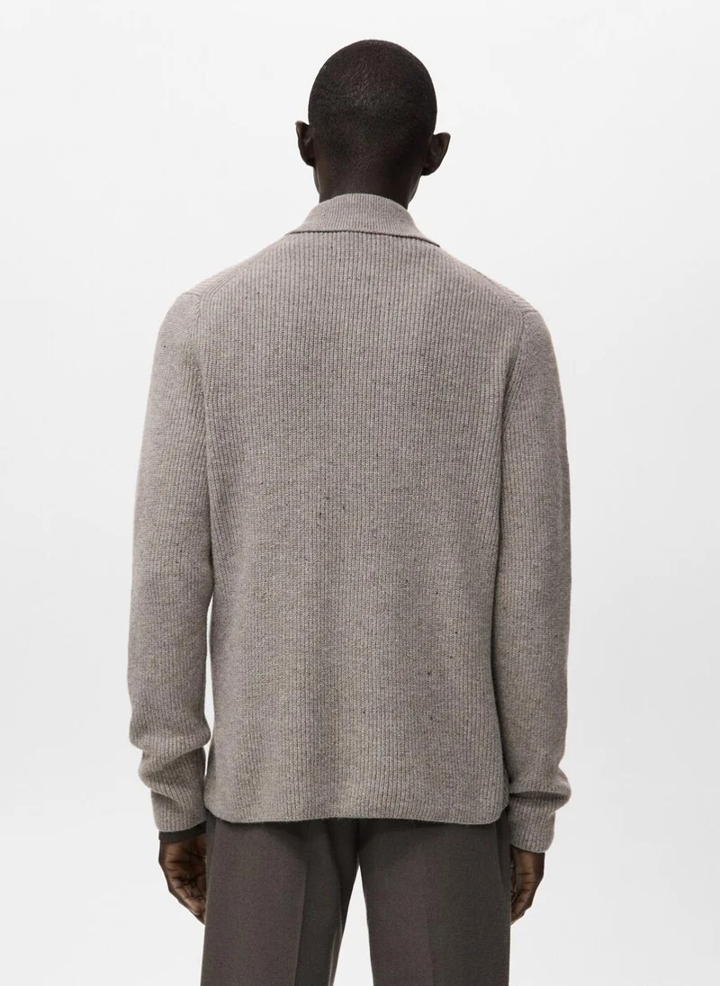 Mango Man Ribbed knit cardigan