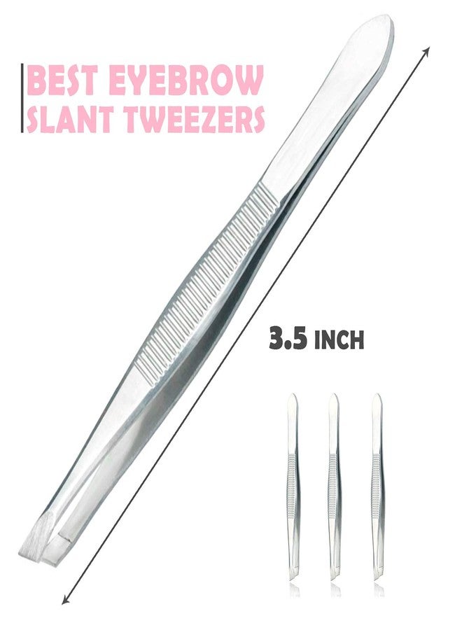 AVTY Stainless Steel Tweezers - 12 Pieces Slant Tip Tweezers Set - Precision Facial Hair Tweezers - Comfort Grip Long Silver Tweezers for Ingrown Hair - Professional Eyebrow Tweezers for Men and Women - Image 3