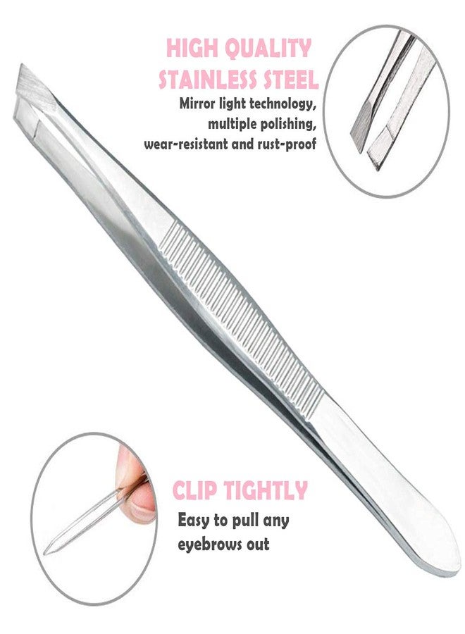 AVTY Stainless Steel Tweezers - 12 Pieces Slant Tip Tweezers Set - Precision Facial Hair Tweezers - Comfort Grip Long Silver Tweezers for Ingrown Hair - Professional Eyebrow Tweezers for Men and Women - Image 2