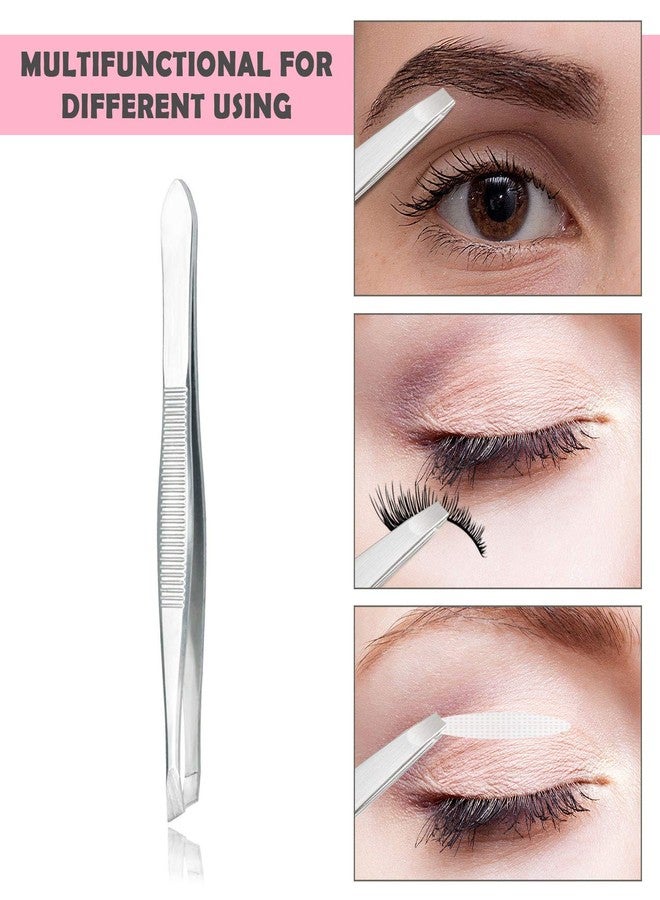AVTY Stainless Steel Tweezers - 12 Pieces Slant Tip Tweezers Set - Precision Facial Hair Tweezers - Comfort Grip Long Silver Tweezers for Ingrown Hair - Professional Eyebrow Tweezers for Men and Women - Image 5
