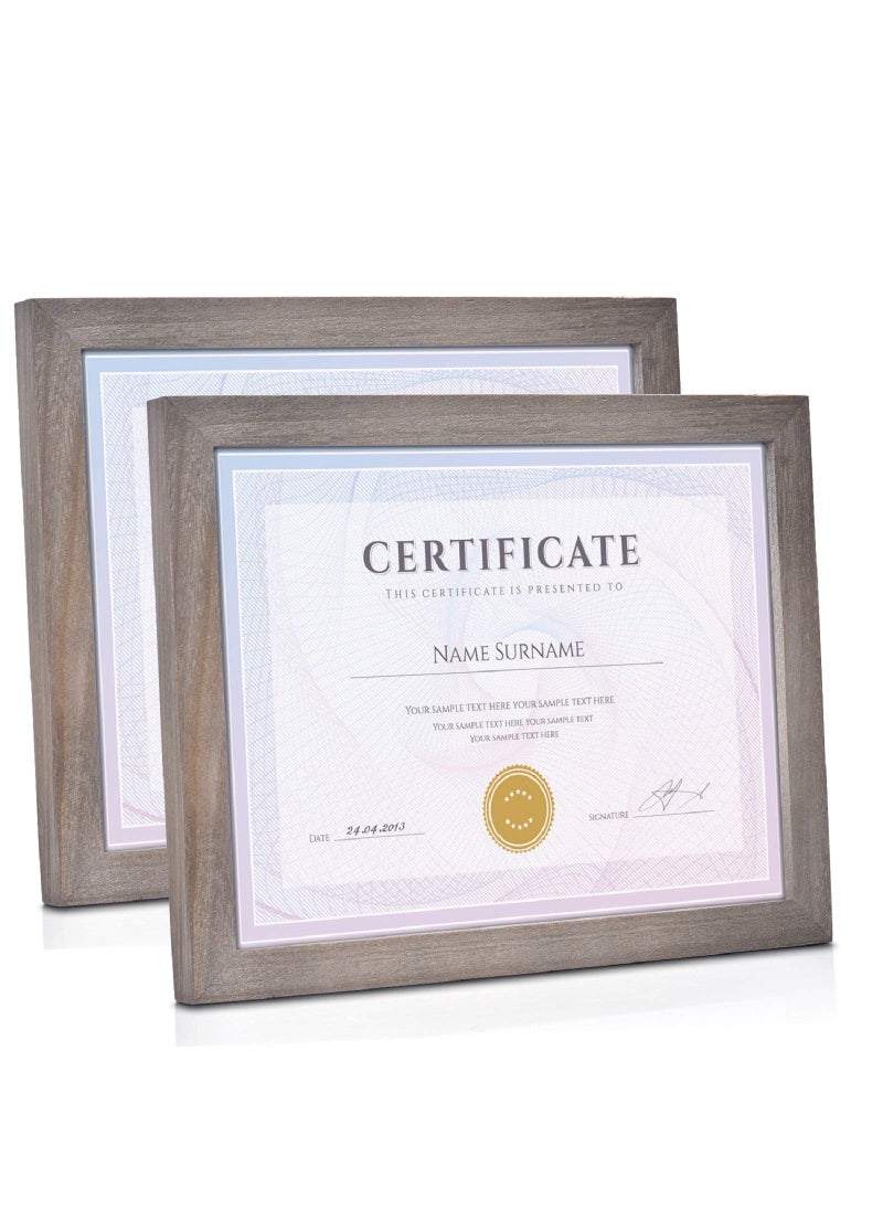 Emfogo Emfogo Picture Frames 85 x 11 Certificate Frames Diploma Frame with Stand Rustic Wood Document Frames with High Definition Glass for Wall or Tabletop Display Set of 2 Weathered Grey 