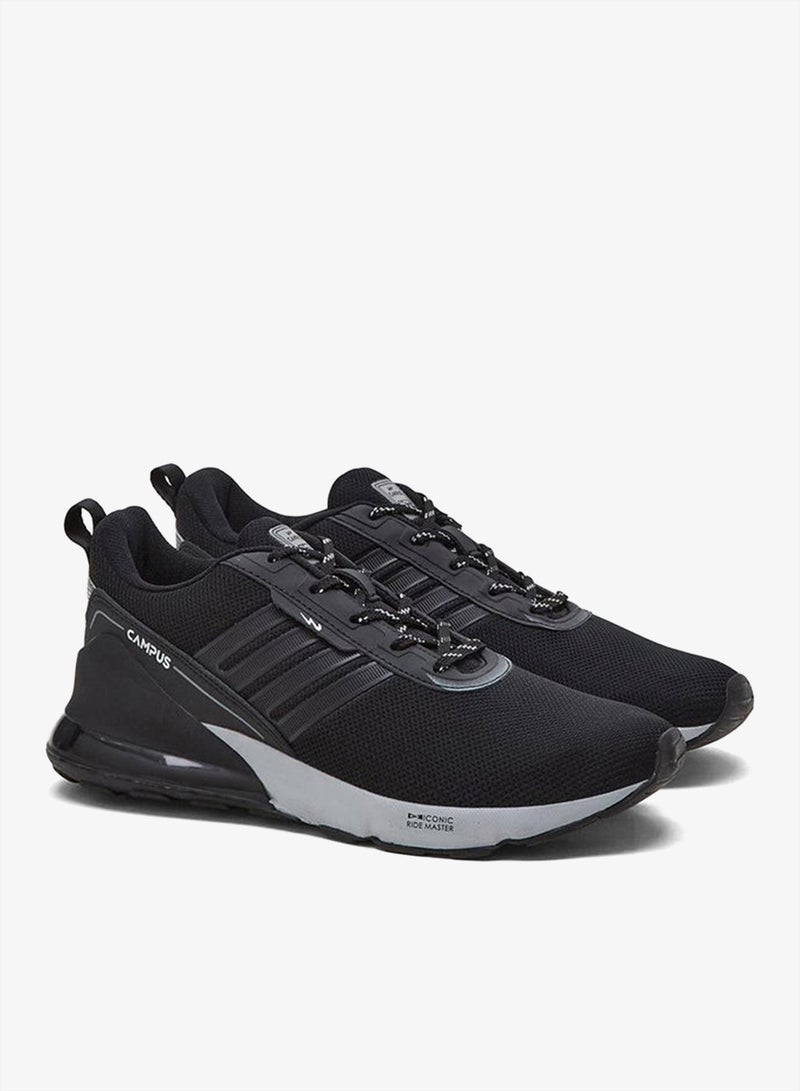CAMPUS Men’s Black Sports Shoes – Lace Up Design Shoes with Breathable Fabric and Sturdy Grip Sole - Image 3