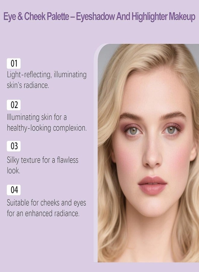 Lmoy Eye & Cheek Palette - Eyeshadow and Highlighter Makeup, Makeup Palettes Contour Kit, Shimmer Glow Face Highlighter Palette for Women Face, Natural Glow Contour Powder, with Detachable Brush - Image 4
