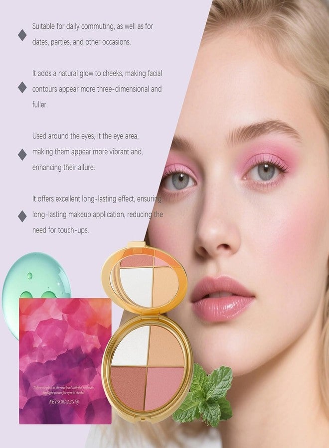 Lmoy Eye & Cheek Palette - Eyeshadow and Highlighter Makeup, Makeup Palettes Contour Kit, Shimmer Glow Face Highlighter Palette for Women Face, Natural Glow Contour Powder, with Detachable Brush - Image 3