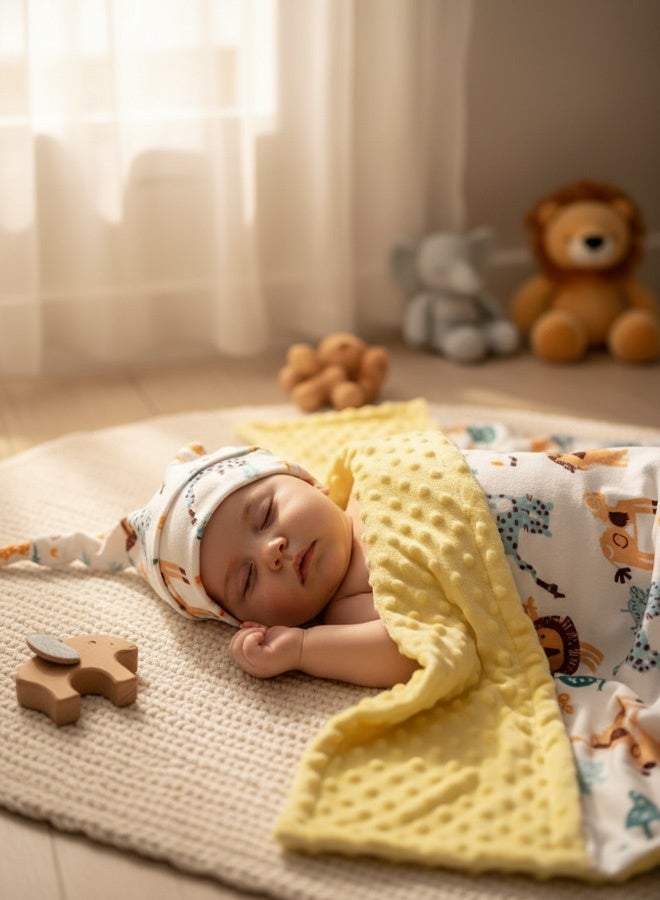 Berma Baby بطانية أطفال، بطانية أطفال ناعمة للغاية للجنسين للأولاد والبنات، بطانية أطفال مزدوجة الطبقات لحديثي الولادة والأطفال الصغار، لحاف مكيف الهواء، مناسبة لعربات الأطفال وأسرة الأطفال، بطانية مهدئة بالفقاعات - Image 4