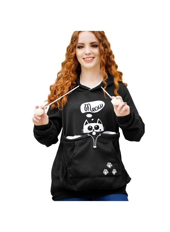ALYC Pet Pouch Hoodie- Dog Cat Holder Carrier Sweatshirt Fleece Big Pouch Pullover for Women (Black, 4X-Large) - Image 1
