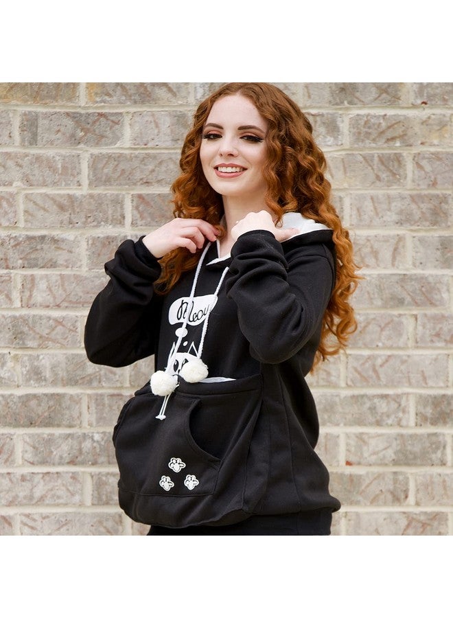ALYC Pet Pouch Hoodie- Dog Cat Holder Carrier Sweatshirt Fleece Big Pouch Pullover for Women (Black, 4X-Large) - Image 2