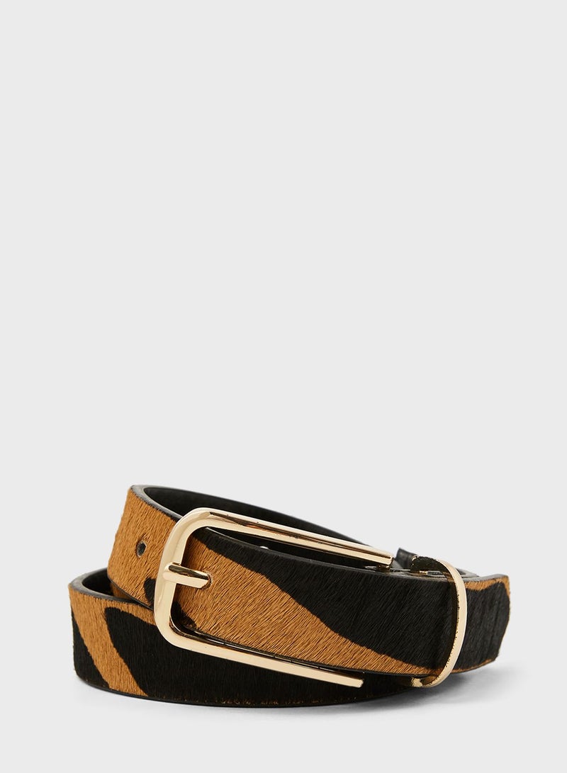 MANGO Animal Print Leather Belt  - Image 1