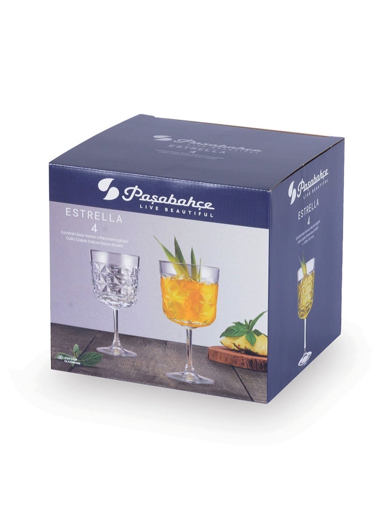 Paşabahçe Pasabahce Estrella Cocktail Glass 490cc – 4-Piece Stemware Set GB - Image 2